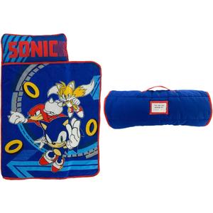 Sonic The Hedgehog 21"(W) X 45"(L) Soft Toddler Nap Mat with Pillow and Blanket Perfect for Preschool, Daycare, and Travel (100% Official Licensed Product)