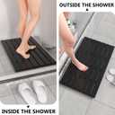 Domax Wooden Bamboo Bath Shower Mat- Non-Slip Waterproof Large Bathroom Floor Mat for Indoor Outdoor (Black, 31.3 x 18.1 x 1.5 Inches)