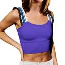 LAMISSCHE Womens Cropped Workout Tank Tops Padded Sports Bra Time Out Tank Ruffle Athletic Yoga Gym Camisole Tops (Medium, Dark Purple)
