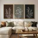 Framed Boho Botanical Wall Art for Living Room, 3 Piece Rustic Floral Canvas Painting Prints, Vintage Farmhouse Minimalist Neutral Artwork For Bedroom Hallway Dining Room Wall Decor, 24 x 36 Inch
