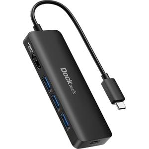 USB C HUB 4K 60Hz, Dockteck USB-C Multiport Adapter 5-in-1 with 4K HDMI, 100W Power Delivery, 3 USB 3.0 Data Port for MacBook Pro/Air M1 2020, iPad Pro 2021, iPad Mini 6, Surface Pro and More (Black)