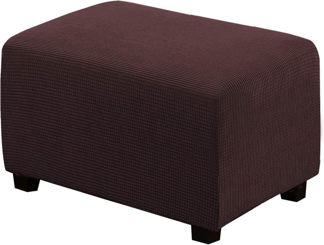 H.VERSAILTEX Ottoman Cover Slipcover Rectangle Fit Length 29'-34' Footrest Sofa Slipcovers Stool Cover Footstool Protector Covers Feature Stretch Thick Soft Jacquard Fabric Washable - Chocolate