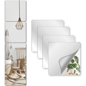 Unbreakable Mirror Tiles Self Adhesive,8 PCS 8x 8 Toddler Mirror for Classroom Decor, Peel and Stick On Small Mirrors for Wall Decor, Shatterproof Plastic Mirrors Stickers for Kids Decorative