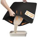 Cat Litter Mat-30"X24" Large Litter BoxTrapping Mat for Kitty EVA Honeycomb Double Layer Design, Urine & Waterproof with Handle Design Easier to Clean, Washable, Black