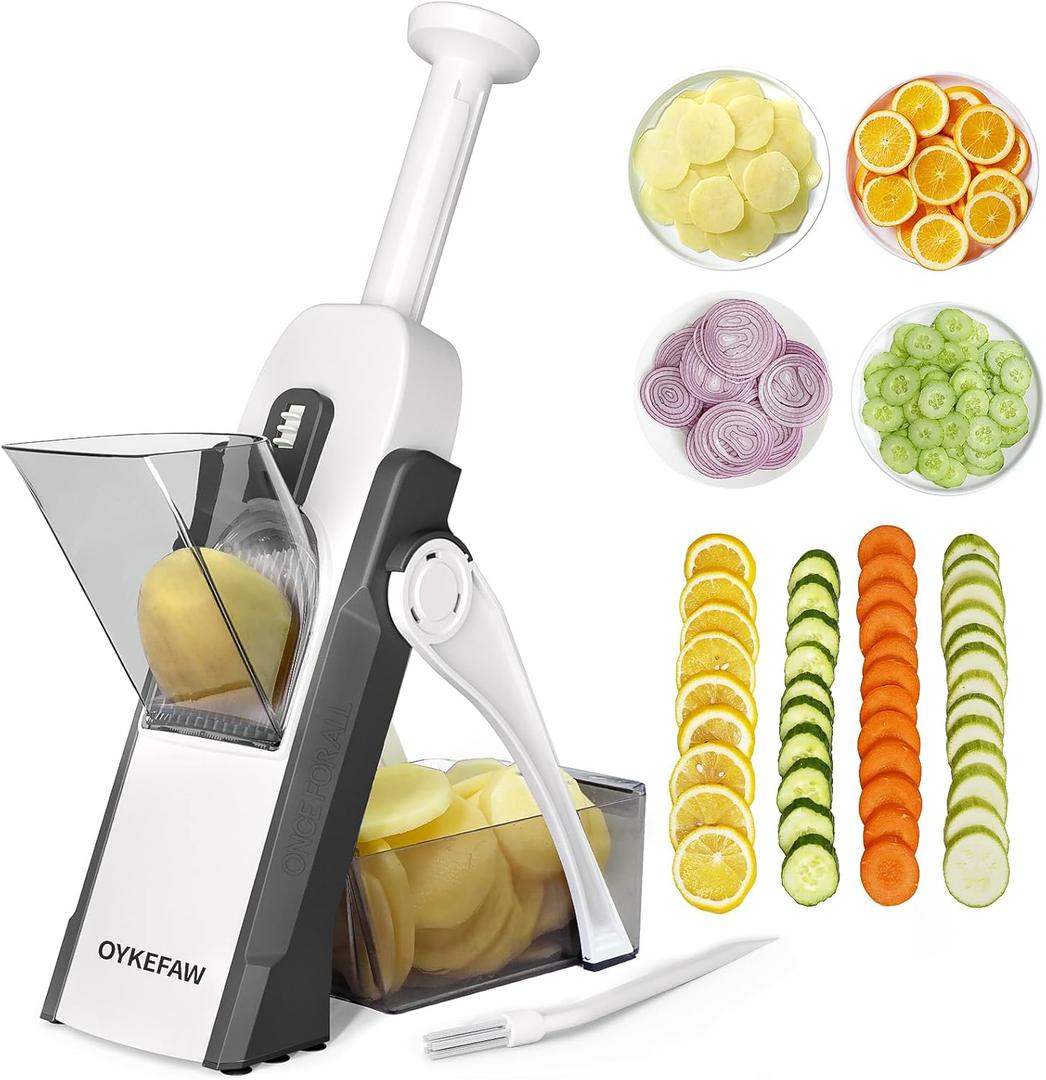 Safer Mandoline Slicer For Kitchen, Potato Slicer for Chips, Vegetable & Food Cutter, Thickness Adjustable 0.1-8 mm, Kitchen Faster Slice Artifact (Only Slicer) (Gray)