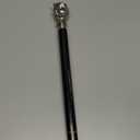 Walking Cane Stick with Silver Handle Featuring Detailed Lion Head  Premium Glossy Black Wooden Walking Stick with Durable Silver Ring