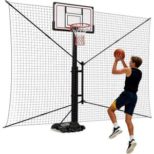 GADFISH Basketball Rebounder Net, Heavy-Duty Steel Frame Basketball Return Net Catcher Backstop Nets Basketball Return Attachment Yard Guard for Outdoor