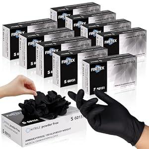 FINITEX - Black Nitrile Disposable Gloves, Exam Gloves, Powder-free, Latex-free, 3mil, 1000PCS (Medium)