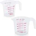 DTDNZKN 2 Pack Measuring Cup Set, Includes 250Ml (1-Cup), and 500Ml (2-Cup) Plastic Liquid Measuring Cups- Baking, Cooking, Mixing & Measuring Cups, Essential Kitchen Tools