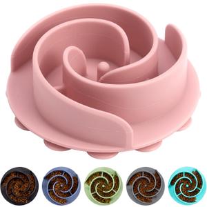 Slow Feeder Dog Bowls Insert, Bestalk Soft Silicone Slow Eating Feeder Insert with Suction Cups for Small, Medium and Large Dogs, Fit into Basic and Elevated Dog Bowls, Pink