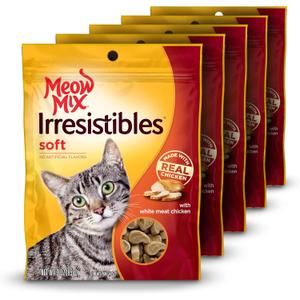 Meow Mix Irresistibles Soft Cat Treats, White Meat Chicken, 3 Ounce (Pack of 5), Best By: 12/31/2026 Meow Mix Irresistibles Soft Cat Treats, White Meat Chicken, 3 Ounce (Pack of 5), Best By: 12/31/2026