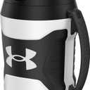 Under Armour Half Gallon Water Bottle Insulated, 64oz Insulated Water Bottle with Handle, Fence Hook, Leak Resistant, for Baseball, Football & More, White/Black