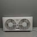 Holmes 9" Twin Blade Manual Window Fan, 2 Speeds, Reversible Airflow, 2 Extender Panels, White