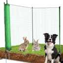 3*100ft Temporary Fence with Posts,Animal Barrier Dog Portable Fencing with Fiberglass Stake Windbreak Rope, Safety Snow Plastic Netting Roll for Garden Backyard Outdoor for Chickens or Other Animals