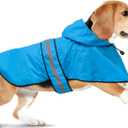 Domagiker Waterproof Dog Raincoats - Hooded Raincoats for Dogs, Adjustable Reflective Dog Rain Coat, Windproof Dog Rain Jacket Pet Rain Slicker Poncho for Small, Medium, Large Dogs (Small, Blue)