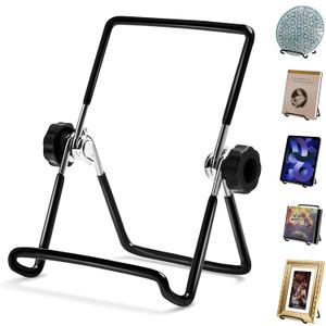 Plate Stands for Display and Book Stand,Adjustable Portable Holder Stand, Magazine Rack, iPad Stand,2Pack 7Inch Metal White Frame Holder for Picture, Decorative Plate, Cookbook, Photo EaselsBlack