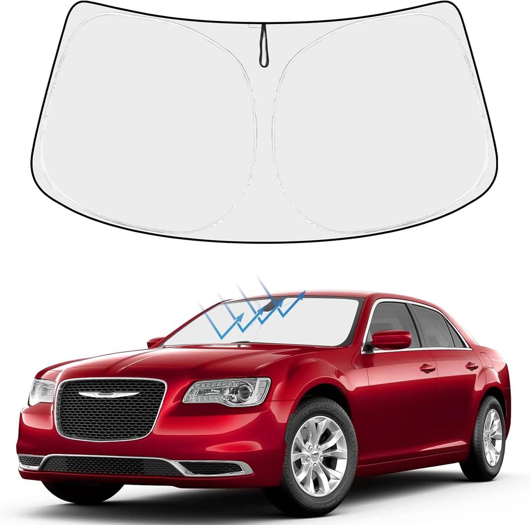 Proadsy 2026 Upgrade Front Windshield Sun Shade Foldable Sunshade Protector Sun Visor Custom Fit Chrysler 300 300C 2011-2023 Accessories