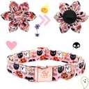 Elegant little tail Dog Collar with Flower, Fall Dog Collar Halloween Pumpkin Flower Collar Dog Girl Pet Collar Dog Collars for X-Large Dog