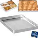 Hakan Aluminum Half Sheet Baking Pan 14x18-inch, 2.2lbs Weight, Thick Rust-Free Bakeware, Warp Resistant Food Grade Aluminum Baking Tray, Cookie Sheet Oven Tray, Heavy-Duty Baklava Tray, Silver