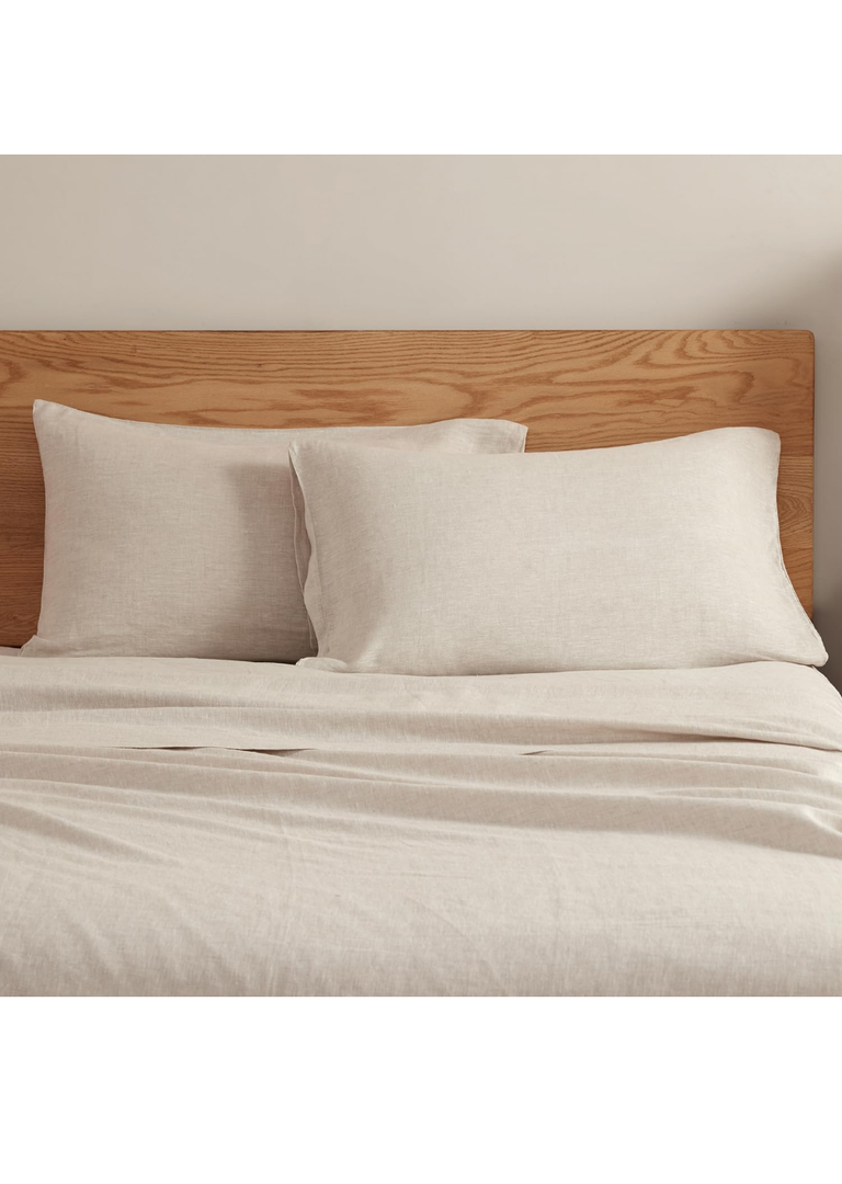 DAPU 100% Linen Pillowcases 20x30 Inches Pillow Cases (Pack of 2) (Natural Linen, Queen)