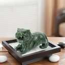 gemshan Handmade Tiger Statue Collectible - Natural Jade Tiger Sculpture for Home Decor Wild Animal Figure Collection Art Carved Figurine Decorative Sculpture Tabletop Home Decor