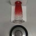 Kingsyard Bird Water Feeder for Outside, 24 Ounce, Glass Bird Water Dispenser with Metal Hanging for Garden Yard Outside Decoration, Red Gradient