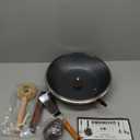 WANGYUANJI Carbon Steel Wok Pan 11 Inch - Round Bottom Traditional Pow Wok (Requires Gas Stove & Wok Ring) - No Coating Hand Hammered Stir Fry Pan with Lid & Detachable Handle