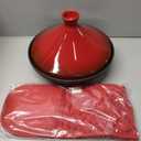 Uno Casa Tagine Pot - 3.65-Quart Moroccan Tajine with Enameled Cast Iron Base and Ceramic Cone-Shaped Lid, High-Quality Cookware- Red Double Oven Mitts Included