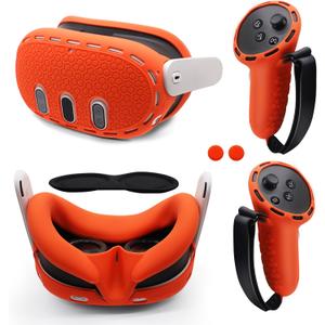 IFOYO 5-in-1 Silicone Protective Case Set for Meta Oculus Quest 3, Controller Grips Cover, VR Shell, Face Cover and Lens Protectors, Anti-Slip Full Protection