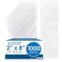 Spartan Industrial - 2” X 8” (1000 Count) 2 Mil Clear Reclosable Zip Plastic Poly Bags with Resealable Lock Seal Zipper