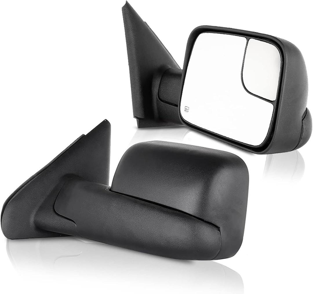 ECCPP Pair Tow Mirrors Fit For Dodge For Ram 1500 2002-2008 Pickup Truck, 2002-2008 for Dodge/Ram Black Manual