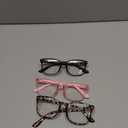 Okany Blue Light Glasses for Kids 3 Pack Blue Light Blocking Glasses for Girls Boys Computer Gaming Screen Glasses, Anti Glare Eyestrain Teen Fashion Glasses Age 3-10 (Grey Black+Leopard+Pink)