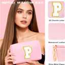 Awfrky Initial Makeup Bag - Christmas Gift Birthday Gifts for Girls 4 5 6 7 8 9 10 11 12 Year Old Teen Girls Personalized Teen Girl Gifts- Cute claw clips for Kids Toddler (Pink P)