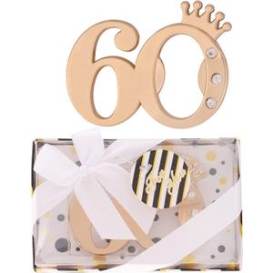 12 pcs 60th Birthday Party Favors Bottle Opener-Black and Gold 60th Birthday Anniversary Party Souvenir Gift Keepsake for Guest,60 Birthday Party Decor Supplies (Black 60, 12)