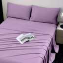 Viviland Cooling Queen Sheets, Bamboo Viscose with Elastic Corner Straps, Light Plum Cold Siky Sheet & Pillowcase Sets for Hot Sleepers