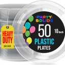 Exquisite Party Solids Clear Plastic Plates For Party Supplies 10" Clear Disposable Plates Heavy Duty 50 Pcs Plastic Dinnerware Sets Heavy Duty 350 GSM Disposable Dinnerware Set