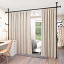 KELIXU Room Divider Curtain Rod No Drilling, 4-10ft (W) x 4-10ft (H) Room Partition with Hanging Hooks, Floor to Ceiling Divider for Room Separation, Adjustable Heavy Duty Tension Rods, Black