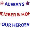 Veterans Day Decorations, Memorial Day Decorations, Always Remember & Honor Our Heroes Banner, Red White and Blue Decorations Patriotic Banner, Honor Party Backdrop for Outdoor Indoor