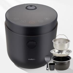 Low Carb Sugar Rice Cooker 2 Cups Uncooked and 4 Cups of Regular Cooking Small Carb Reducing Maker Rice and Grain Multi-Cooker with Stainless Steel and Nonstick Inner Pot
