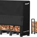 AKEfit 4ft Firewood Racks Cover,Heavy Duty Waterproof Outdoor Logs Holder Stand Cover with Velcro-Black (48''L x 24''W x 41''H)