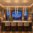 Ring Dimmable Pendant Lighting Adjust LED Mini Chandelier Ceiling Light Fixtures for Kitchen Island Dining Room Living Room Bedroom Hallway Silver, 20in x 9.8in x 70in