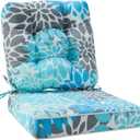 JMGBird Seat/Back Outdoor Chair Cushion Tufted Pillow, Deep Seat Cushion Set 22"x22", Outdoor Cushion for Patio Furniture (Light Blue With White)