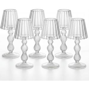 Remerry 6 Pcs Crystal Candle Holders Lamp Shaped Crystal Tealight Candle Holders Table Centerpiece for Home Wedding Engagement Birthday Party Events Dining Table Decoration (Clear)
