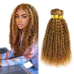 Honey Blonde Bundles Huamn Hair Highlight Curly Wave Human Hair Bundles 20 20 20 Inch Brazilian Virgin Remy Hair Extensions Deals #P2730 Honey Brown Bundle