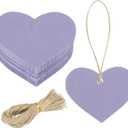 Generic 100Pcs Kraft Paper Gift Tags with String, 2.2 x 2.6 Inch Blank Hanging Labels Heart Shape Paper Labels Purple Gift Tags for Price Tags, Christmas, DIY Crafts