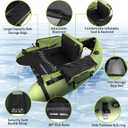 Fishing Float Tube with Adjustable Backpack Straps, Storage Pockets, Fish Ruler, Fly Fishing Boat with Pump, Oar, Rod Holder and Mount, Fins, 350LBS Load Bearing Capacity, FT003, Large