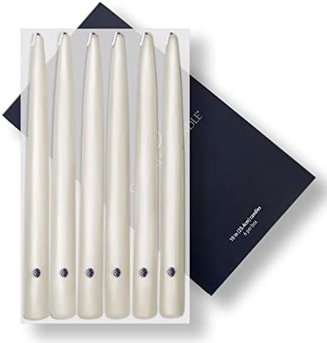 Colonial Candle Unscented Taper Candle, Handipt Collection, Ivory, 10 in, Pack of 6 Candlesticks - Up to 8 Hours Burn