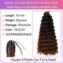 8Packs Curly Crochet Hair Boho Ocean Wave Crochet Hair 12Inch Pre Looped Crochet Hair for Black Women Pre Twisted Bench Curl Crotchet Hair(1B/33/30, 18inch)