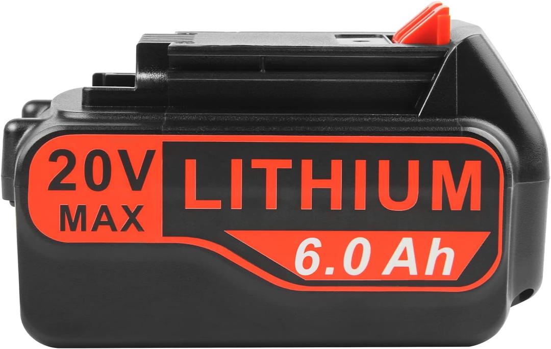 Futurebatt [1Pack] 6.0Ah HIGH OUTPUT Long-lasting 20V Lithium Battery for Black and Decker 20 VOLT LB20 LBX20 LBXR20 LBXR20B LBXR2020 LBX4020 LB2X4020 LST220 Tool Battery