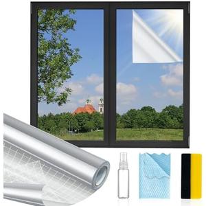 MAGIDEKOR Window Privacy Film One Way, Reflective Mirror Window Film Daytime Privacy, UV Sun Blocking Heat Control Static Cling, Window Tint for Home Office - 35.4 Inch X 6.5 Feet